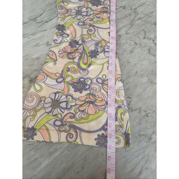 Women’s Retro Boho Flare Pants Size S Multicolor Floral Paisley Print Stretch - Picture 6 of 6